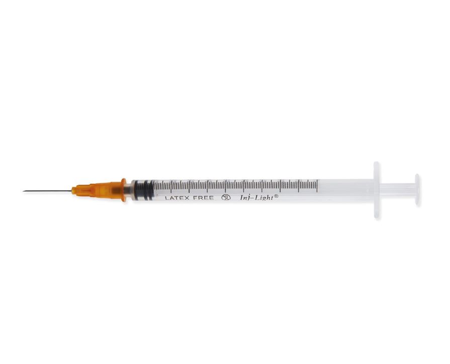 Jeringas de Tuberculina 1 ml con Aguja 25G 0,5x16 mm de Inj/Light - Caja de 100 Unidades