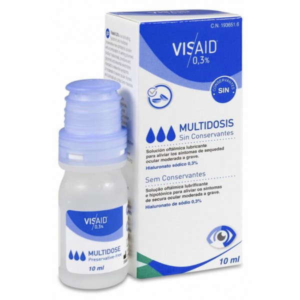 Visaid Gotas para Ojos Secos Moderados y Severos con Ácido Hialurónico 0,3% + Glicerina + Povidona en Multidosis 10 ml