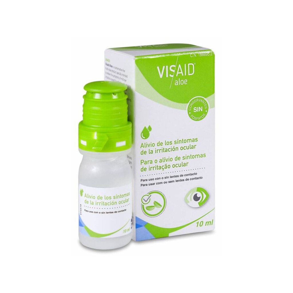 Visaid Aloe Gotas Oculares para los Ojos Irritados con Aloe Vera 1% e Hipromelosa 0,2% en Multidosis 10 ml