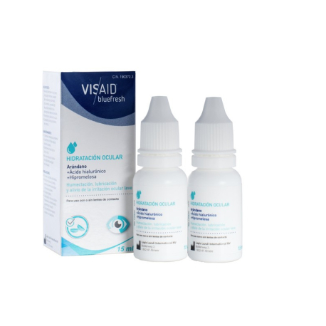 Visaid Bluefresh Gotas Hidratantes para Ojos Cansados con Ácido Hialurónico 0,1% - Paquete de 2 Unidades x 15 ml