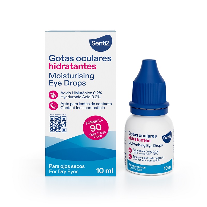 Gotas Hidratantes y Refrescantes para Ojos Secos con Ácido Hialurónico 0,2% de Senti2 - 10 ml 